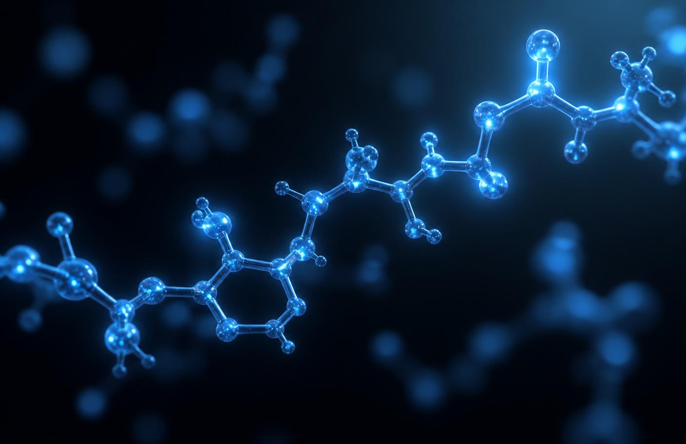 Rendered blue peptide molecular chain